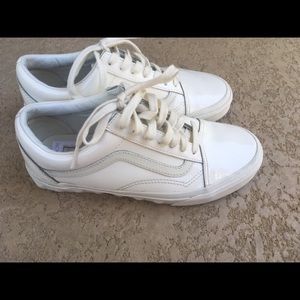 White patent leather old skool vans